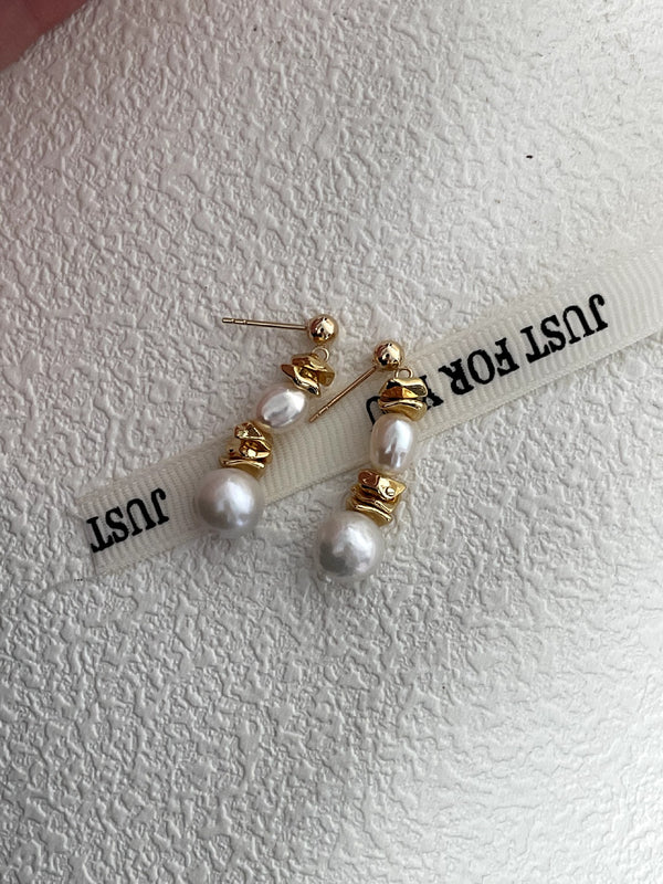 Chic 14K Gold Plated Natural Freshwater Pearl Earrings Exquisite Style