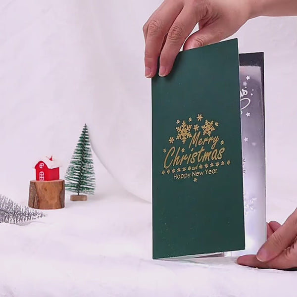 Sparkling 3D Laser-Cut Christmas Tree Greeting Card – Fantasy Holiday Card for Christmas